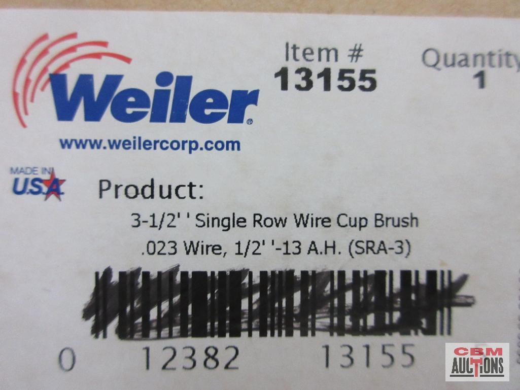 Weiler 13151 3-1/2" Single Row Wire Cup Brush .023 Wire, M10 x 1.50 (SRA-3)... Weiler 13152 3-1/2"