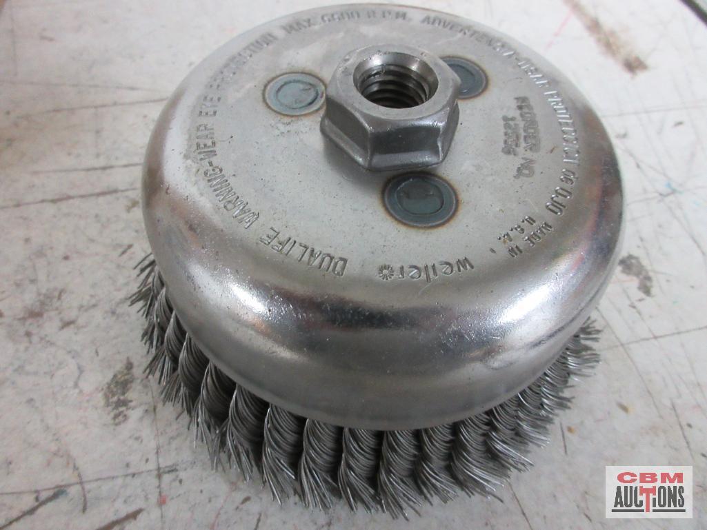 Weiler 12316 4" Single Row Wire Cup Brush .023 Wire, 5/8" 11 Nut (SR-4) Weiler 12556 6" Double Row
