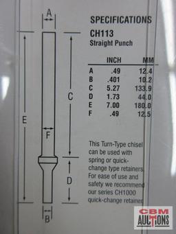 Grey Pneumatic... CH113 Straight Punch 7" Long .401 Shank CH115 Dual Blade Panel Cutter 6-1/2" Long