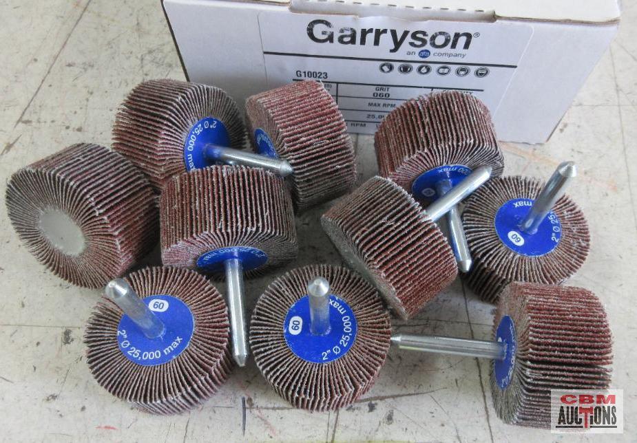Garryson G10023 2" x 1", 60 Grit Flap Wheel Discs, 1/4" Shank - Qty: 10