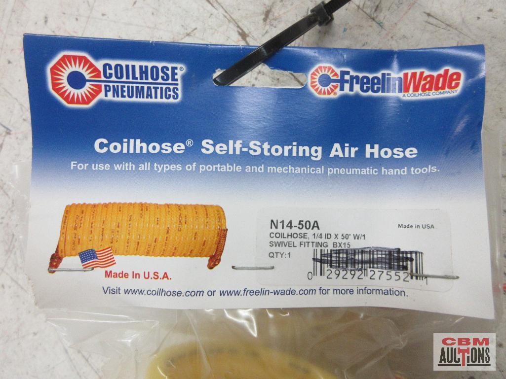 Coilhose Pneumatics N14-50A 1/4" x 50' Self-Storing Air Hose w/ Swivel Fitting...