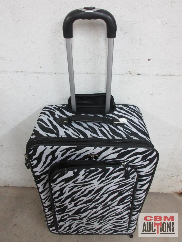 Protege PG12-091-007-30 4pc Zebra Print Travel Set 25" x 10" x 17" Includes 25" Upright Luggage Bag