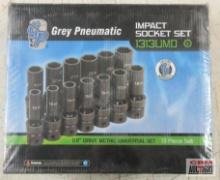 Grey Pneumatic 1313UMD 13pc 1/2" Drive Deep Length Metric Universal Socket Set (12mm to 24mm) w/