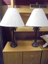 Matching Pair of Metal Art Palm Tree Lamps