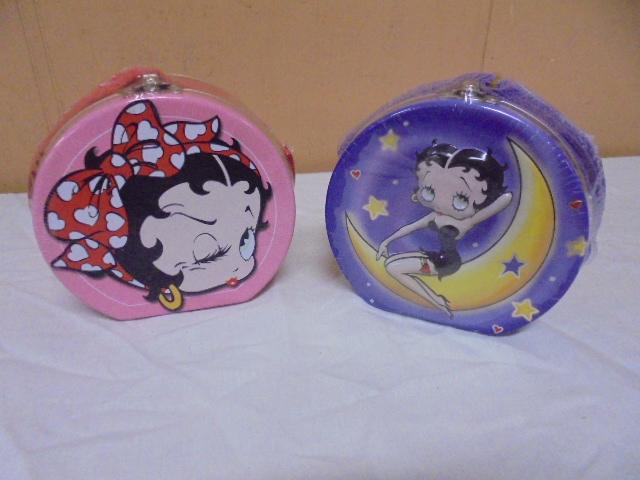 2 Metal Betty Boop Lunch Boxes Filled w/ Candy