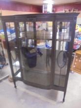Beautiful Antique Solid Wood Curved Glass Front China Cabinet