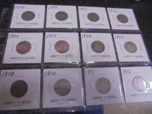 Group of 12 Assorted Date Liberty "V" Nickels