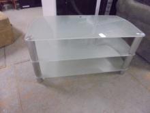 3 Tier Metal Glass Shelf Flat Panel TV Stand