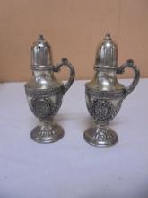 Vintage Set of Ornate Silver Plate Salt & Pepper Shakers