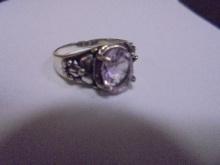 Ladies Sterling Silver & Amethyst Ring