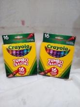 Crayola 16 Count Jumbo Crayons. Qty 2.