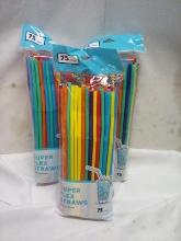 Super Flex Straws. Qty 3- 75 Count Multicolored Straws.