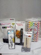 QTY 1 each, Turkey kit,Meat thermometer,straws,bowl covers,corkscrew