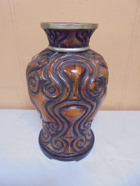 Large Ornate Wooden Vase