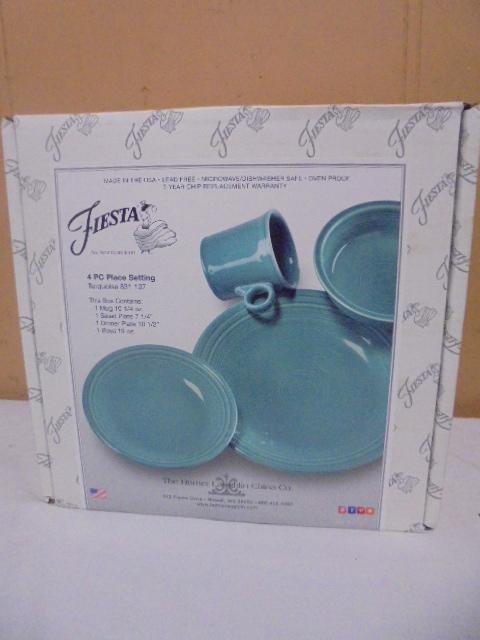 4pc Place Setting of Turquoise Fiesta Dinnerware