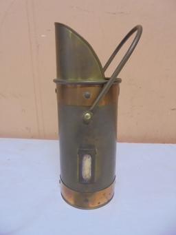 Vintage Copper and Brass Fireplace Match Holder w/Side Striker