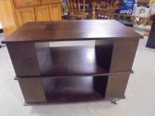 Wooden Rolling TV/Entertainment Stand w/ Side Shelves