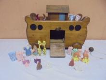 Wooden Noah's Ark Pull Toy w/ Wooden Animals