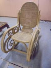Vintage Bent Wood Cane Seat and Back Rocking Chair