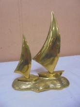 Solid Brass Double Sail Boat