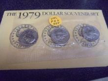 1979 Uncirculated P-D-S Susan B Anthony Dollar Set