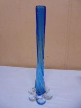 Blue Art Glass Twist Vase