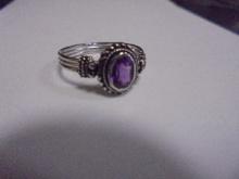 Ladies Sterling Silver and Amethyst Ring