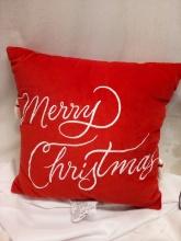 Decorative Christmas Pillow, 18”x18in, red and white