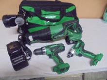 Hitachi HXP 20V Lithium Ion 4pc Cordless Tool Set in Carry Bag