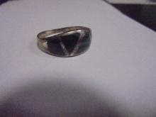 Ladies Sterling Silver & Malachite Ring
