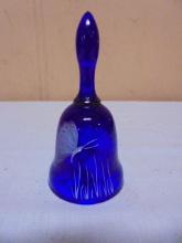 Beauiful Hand Painted & Signed Cobalt Glass Bell