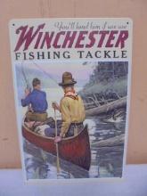 Winchester Fishing Tackle Metal Advertisement Sign