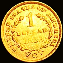 1853-C Rare Gold Dollar CHOICE BU