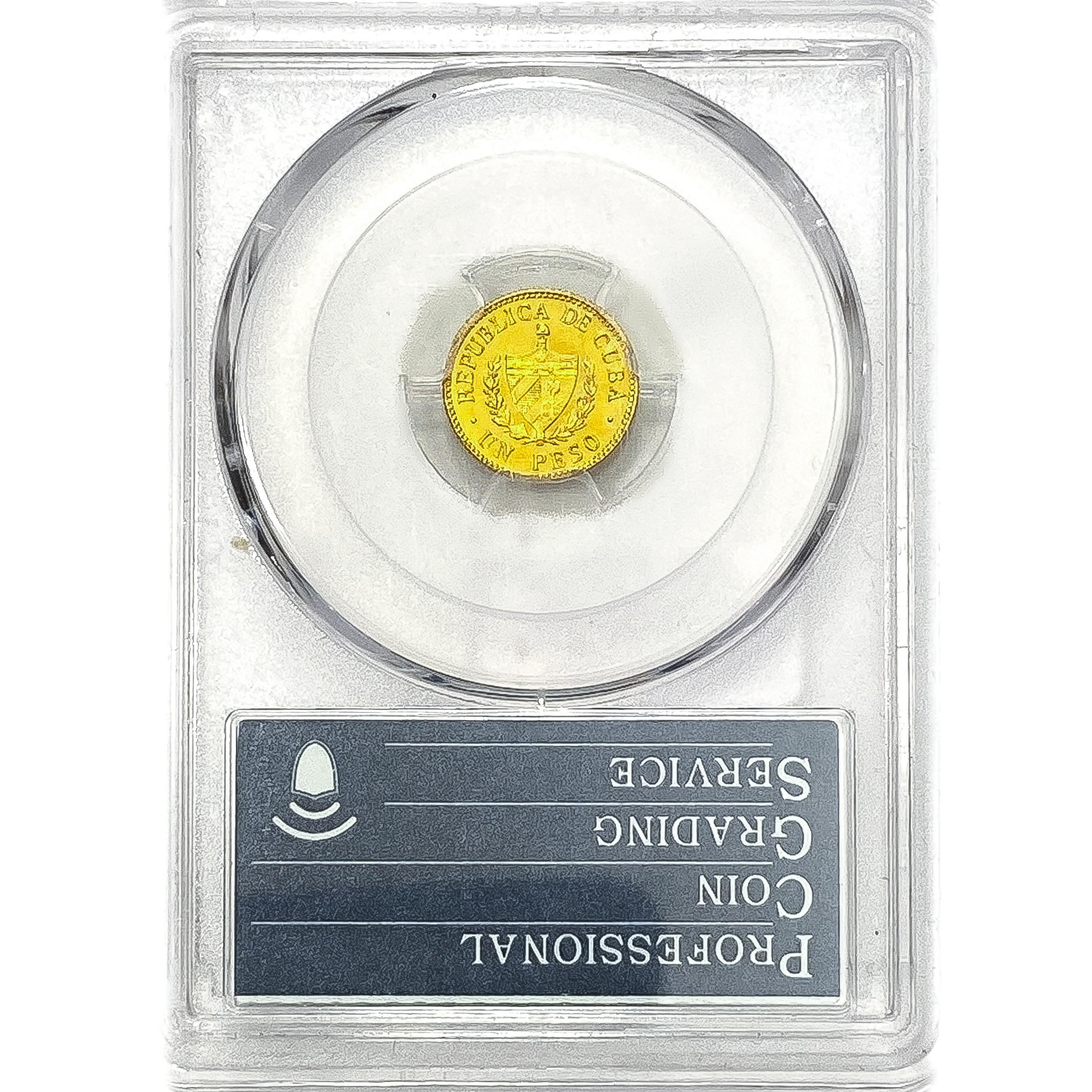 1915 Cuba Gold Peso PCGS PR63