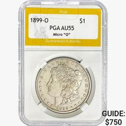 1899-O Morgan Silver Dollar PGA AU55 Micro O