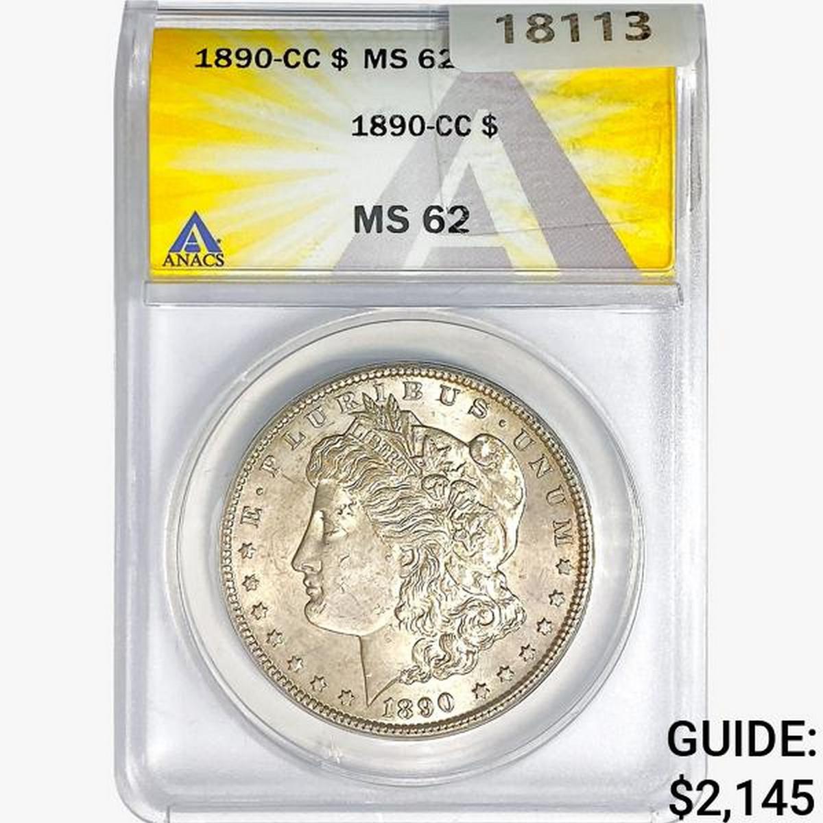 1890-CC Morgan Silver Dollar ANACS MS62