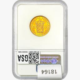 1932 .1947oz. Gold Netherlands 10 Gulden NGC MS62