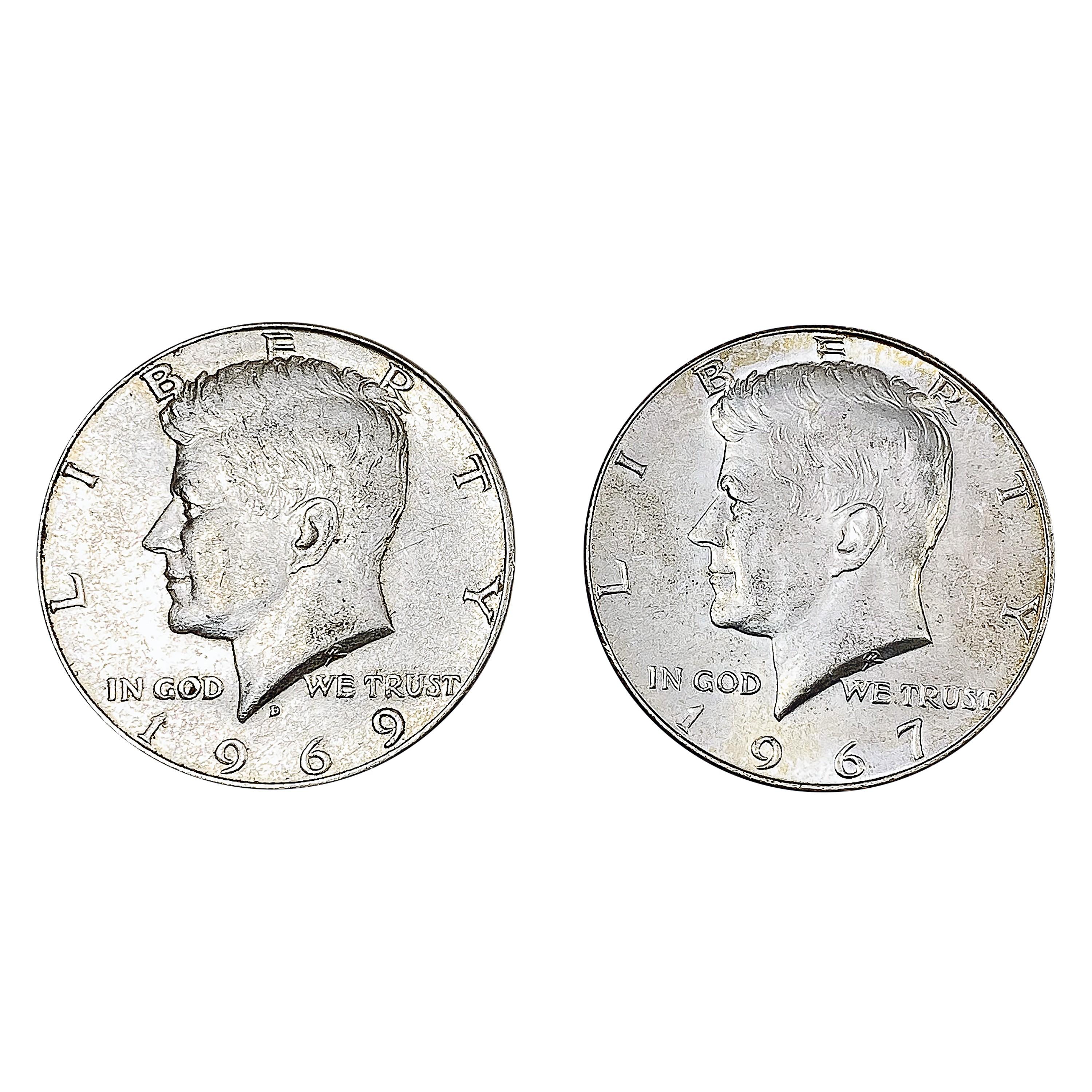 1966-1969 40% Silver Kennedy Half Dollars [111 Coi