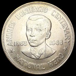 1963 Philippines Silver Peso UNCIRCULATED