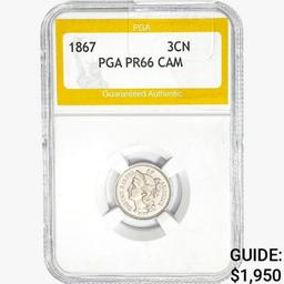 1867 Nickel Three Cent PGA PR66 CAM