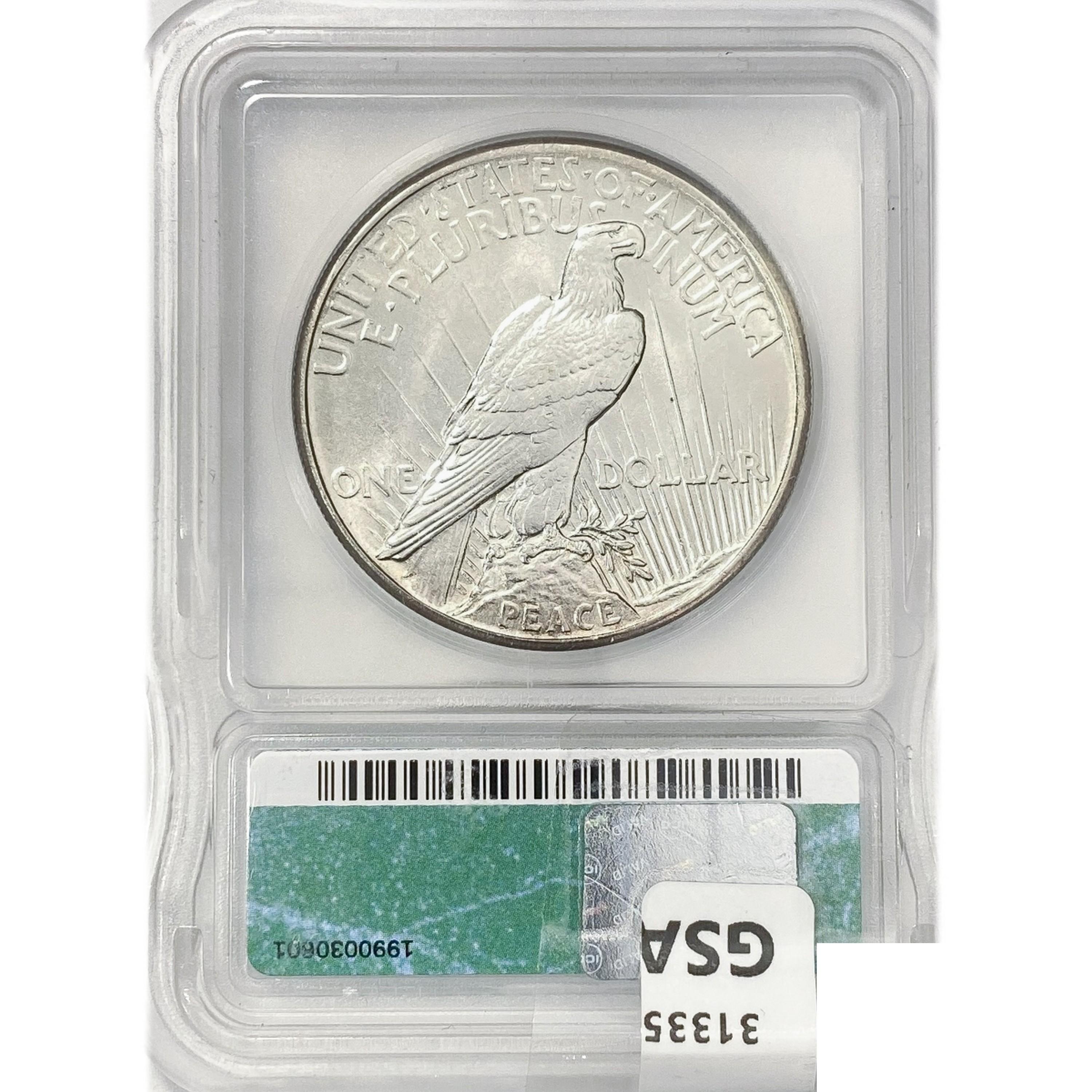 1921 Silver Peace Dollar ICG MS64