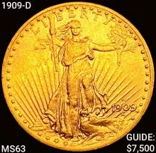 1909-D $20 Gold Double Eagle CHOICE BU