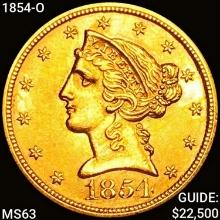 1854-O $5 Gold Half Eagle CHOICE BU