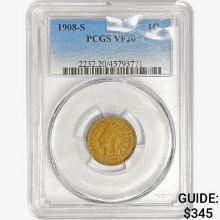 1908-S Indian Head Cent PCGS VF20