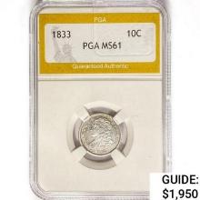 1833 Capped Bust Dime PGA MS61