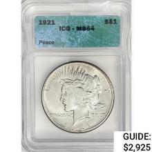 1921 Silver Peace Dollar ICG MS64