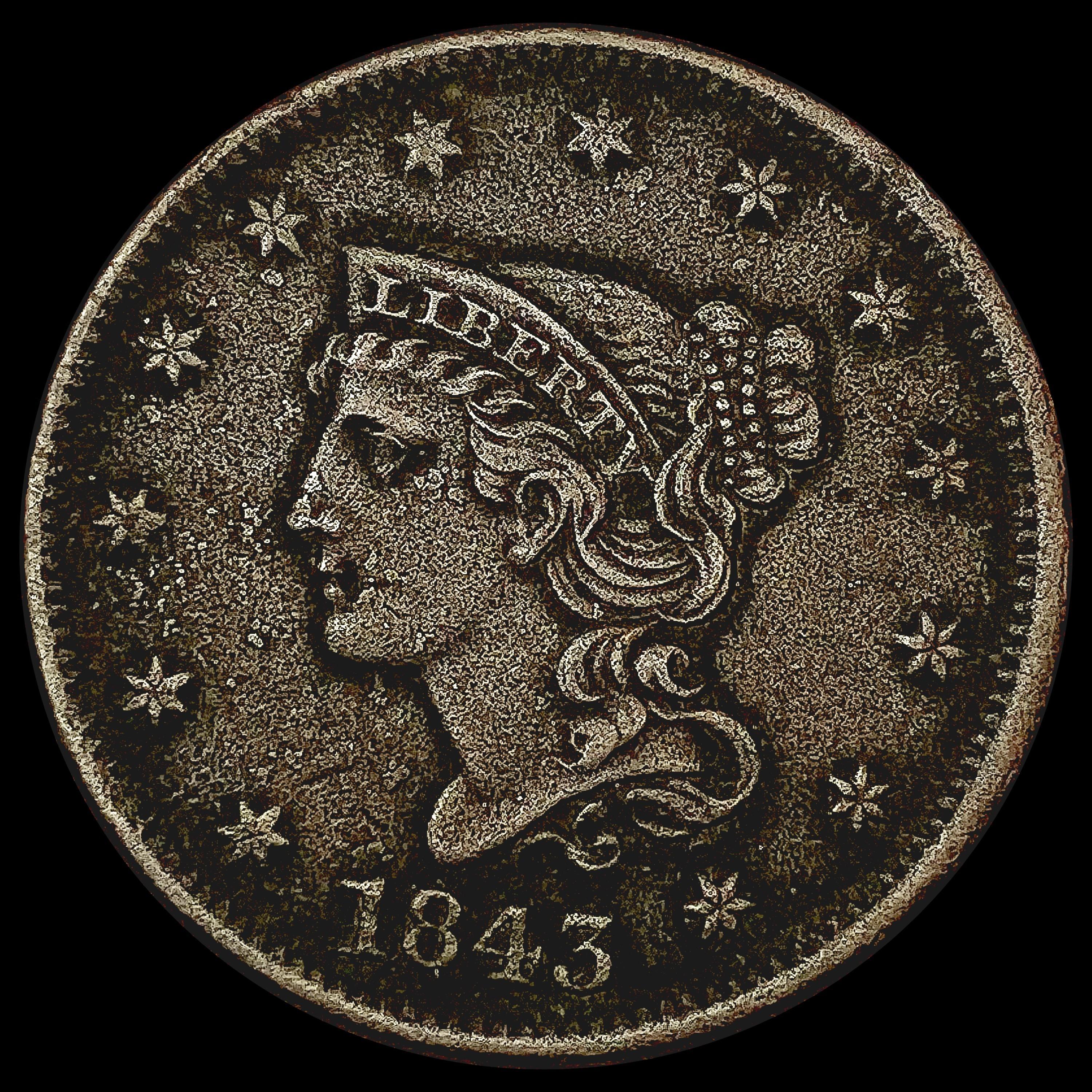 1843 Coronet Head Large Cent UNCIRCULATED