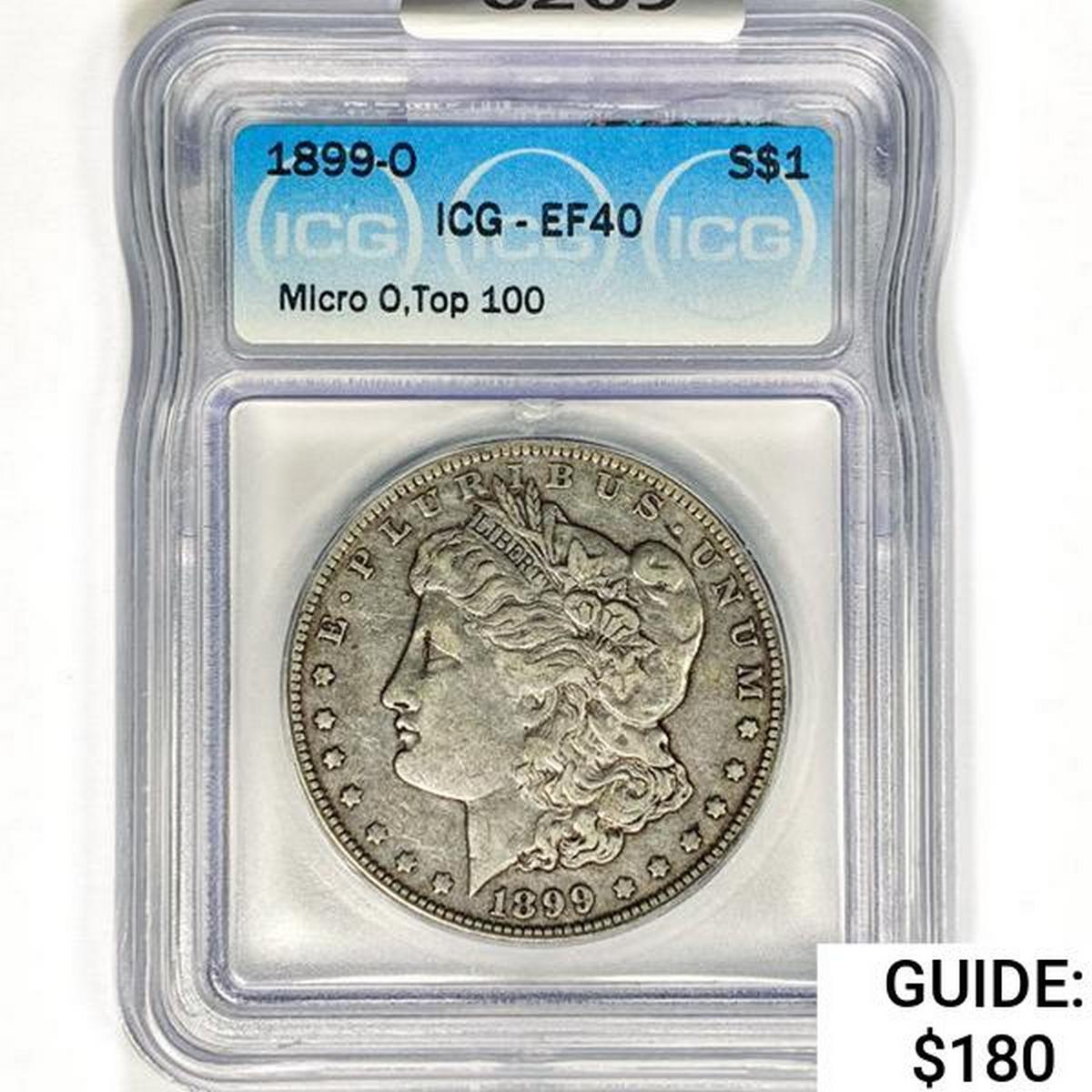 1899-O Micro-O Morgan Silver Dollar ICG EF40