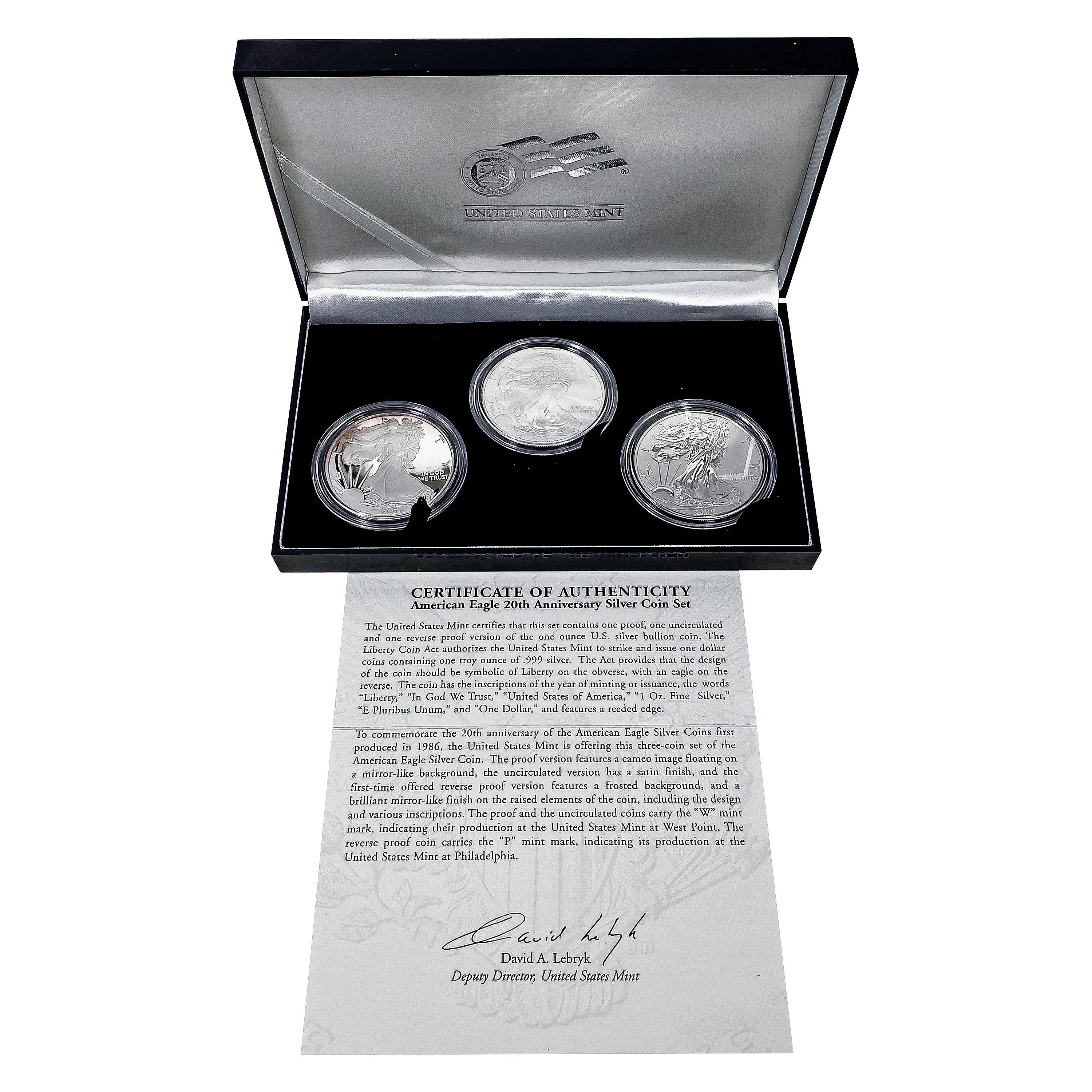 2006 American Eagle 20th Ann. Silver Coin Set [3 C