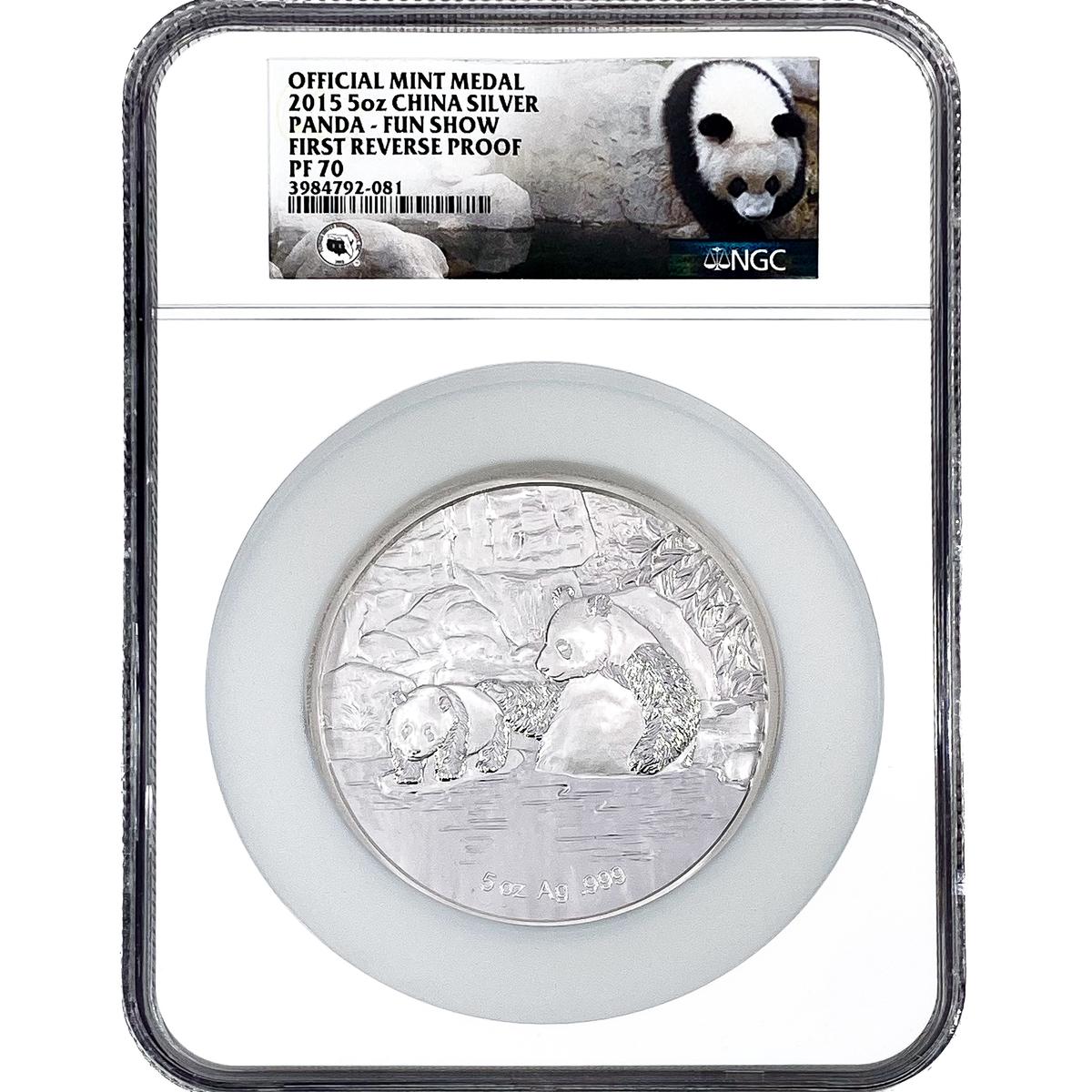 2015 China 5oz Silver Panda NGC PF70